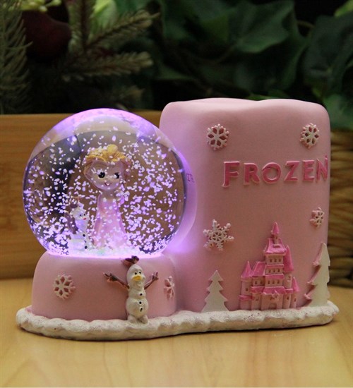 FROZEN Kalemlik ve Kar Küresi Işıklı Pembe