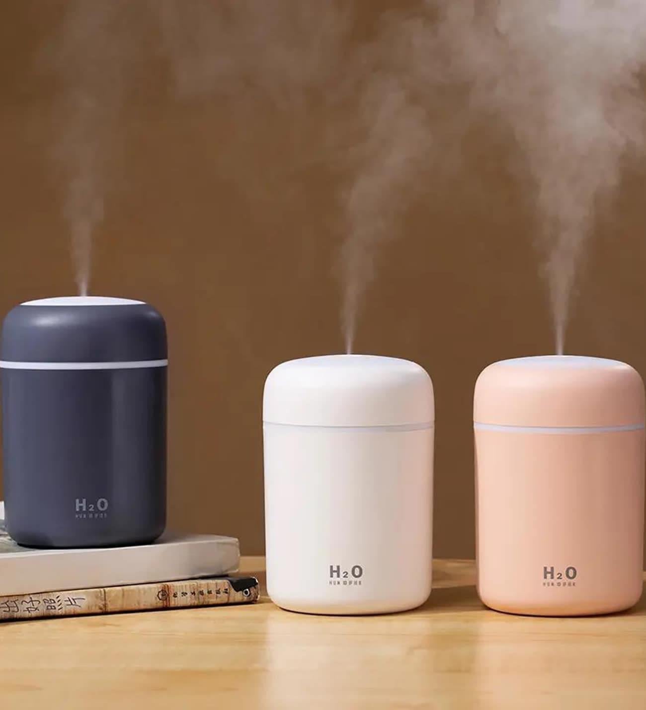 H 2 O USB'li ve Işıklı Ultrosonik Hava Nemlendirici Ve Buhar Makinesi - PEMBE