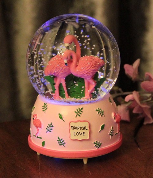 Kar Küresi Işıklı Müzikli Flamingo