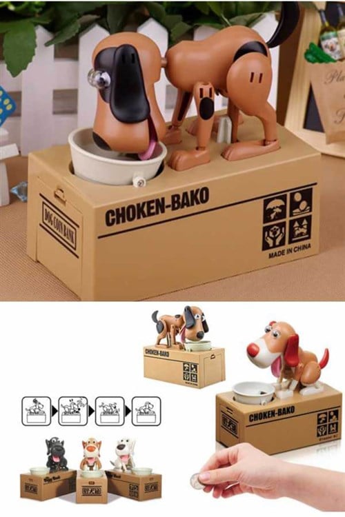 Köpek Kumbara Para Yiyen Köpek Kumbara Pilli Choken Bako Hırsız Kumbara