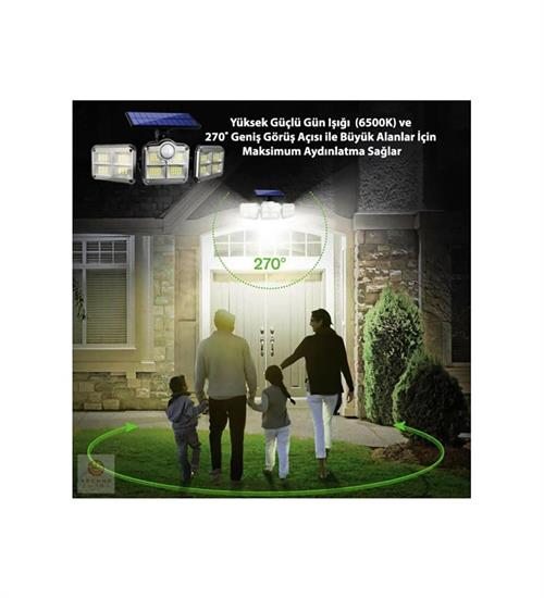 KUMANDALI SOLAR GÜNEŞ ENERJİLİ 122 LEDLİ HAREKET SENSÖRLÜ BAHÇE AYDINLATMA LAMBASI