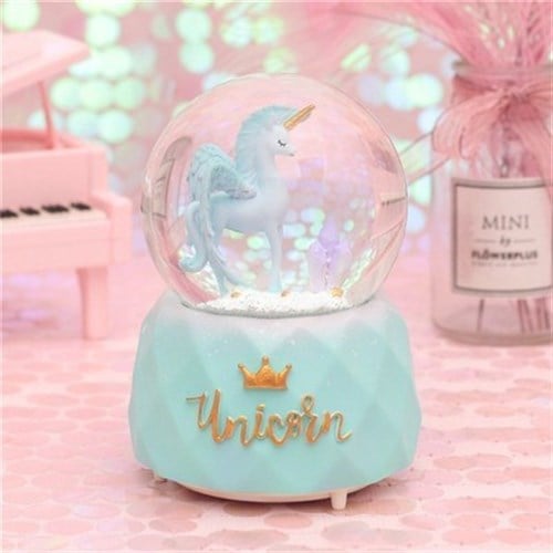 Magic Unicorn Kar Motorlu, Işıklı ve Müzikli Mega Boy Kar Küresi MAVİ