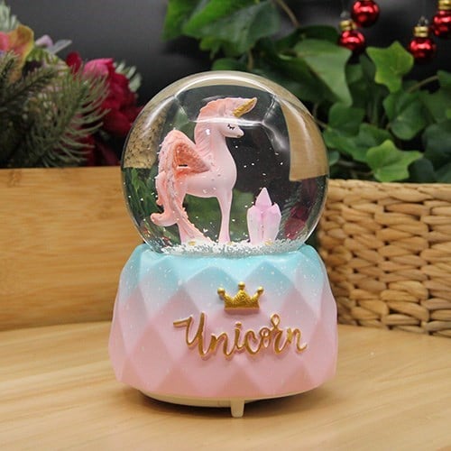 Magic Unicorn Müzikli, Işıklı ve Kar Motorlu Mega Boy Kar Küresi Pembe