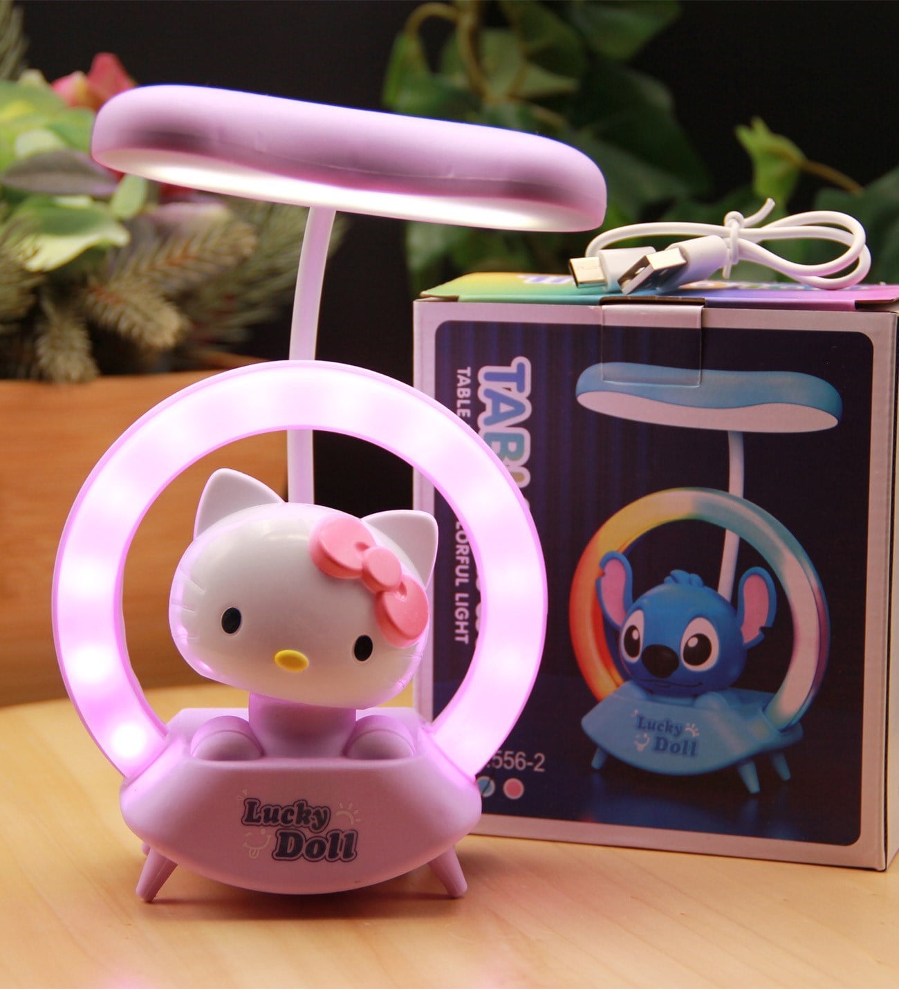 Mor Hello Kitty Gece Lambası Şarjlı
