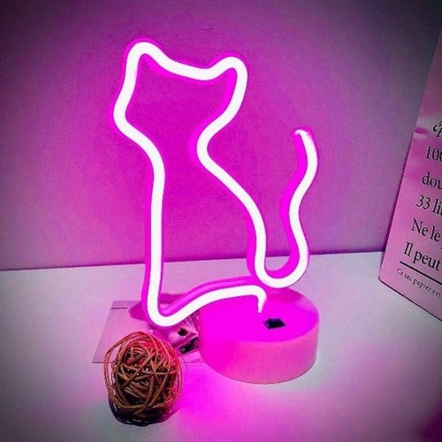 Neon Lamba Dekoratif Işık Kedi