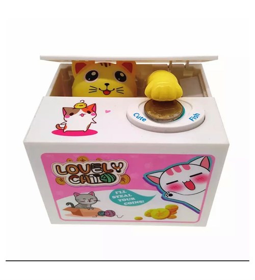 Para Lovely Cat Kumbara - Hırsız Kedi Kumbara Eğlenceli Pilli Kumbara