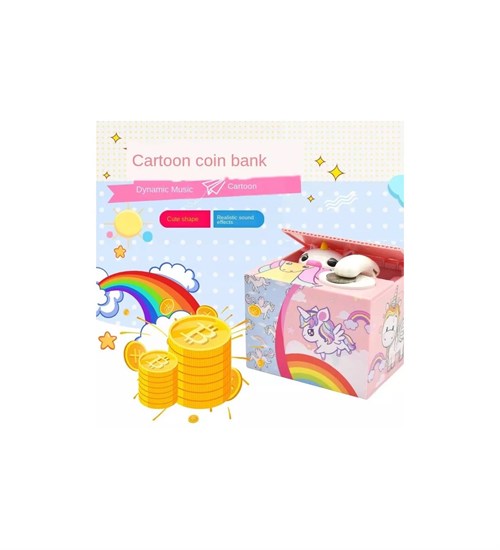 Para Yiyen Unicorn Kumbara - Hırsız UNİCORN Kumbara Eğlenceli Pilli Kumbara