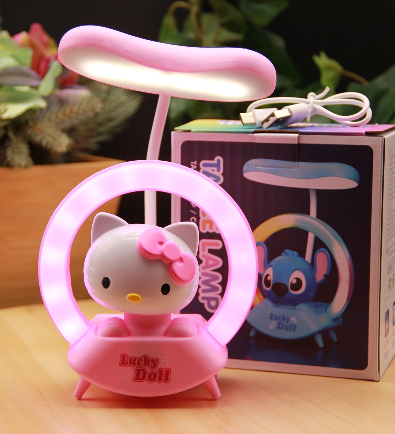 Pembe Hello Kitty Gece Lambası Şarjlı
