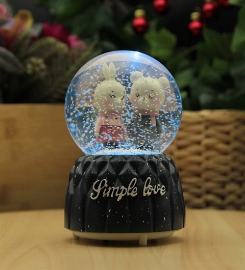 Simple Love Işıklı ve Müzikli Kar Küresi Büyük Boy Mavi