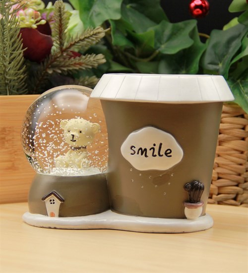 Teddy Bear Ayıcıklı Kalemlik ve Kar Küresi Işıklı