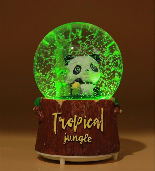 Tropical Panda Işıklı Müzikli Kar Motorlu Büyük Boy Kar Küresi