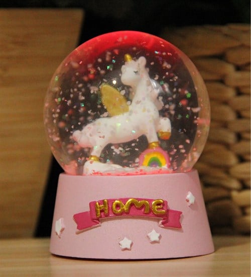 Unicorn Işıklı Kar Küresi Pembe
