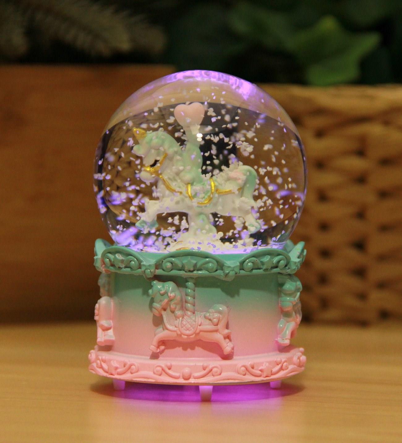 Unicorn Işıklı Kar Küresi Pembe