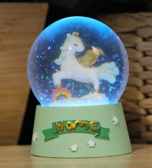 Unicorn Işıklı Kar Küresi Yeşil