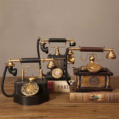 Vintage Nostaljik Dekoratif Metal Telefon