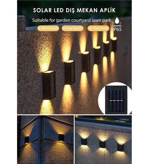 YENİ MODEL SOLAR GÜNEŞ ENERJİLİ ÇİFT TARAFLI DUVAR LAMBASI