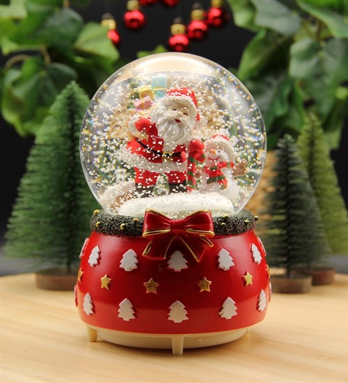 Yılbaşı Kar Küresi Hediye Sırtında Christmas Işıklı, Müzikli ve Kar Motorlu Mega Boy Kar Küresi 