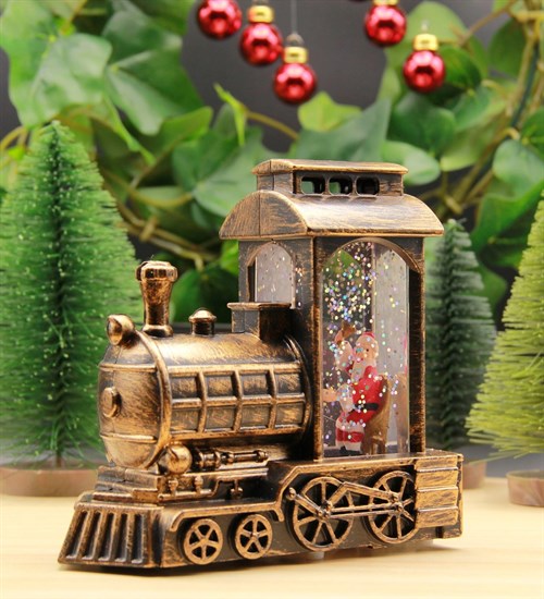 Yılbaşı Kar Küresi Noel Işıklı Dekoratif Noel Baba Treni Merry Christmas