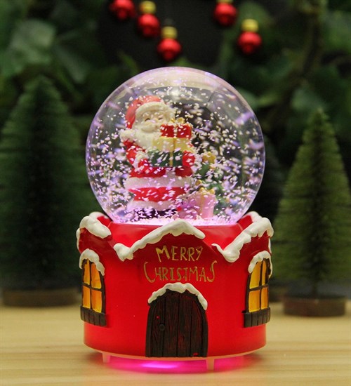 Yılbaşı Kar Küresi Noel Işıklı ve Müzikli Christmas Noel Baba Hediye Paketli