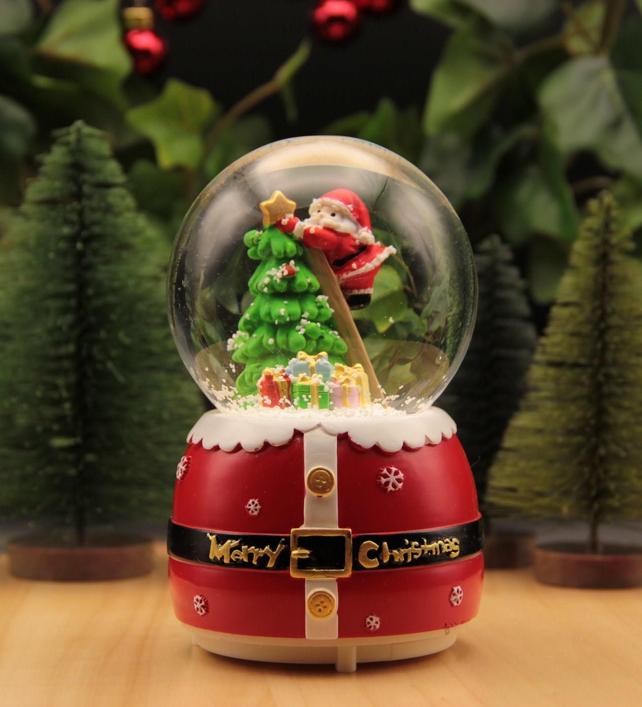Yılbaşı Kar Küresi Noel Işıklı ve Müzikli Christmas Noel Baba ve Kardan Adam kurdela