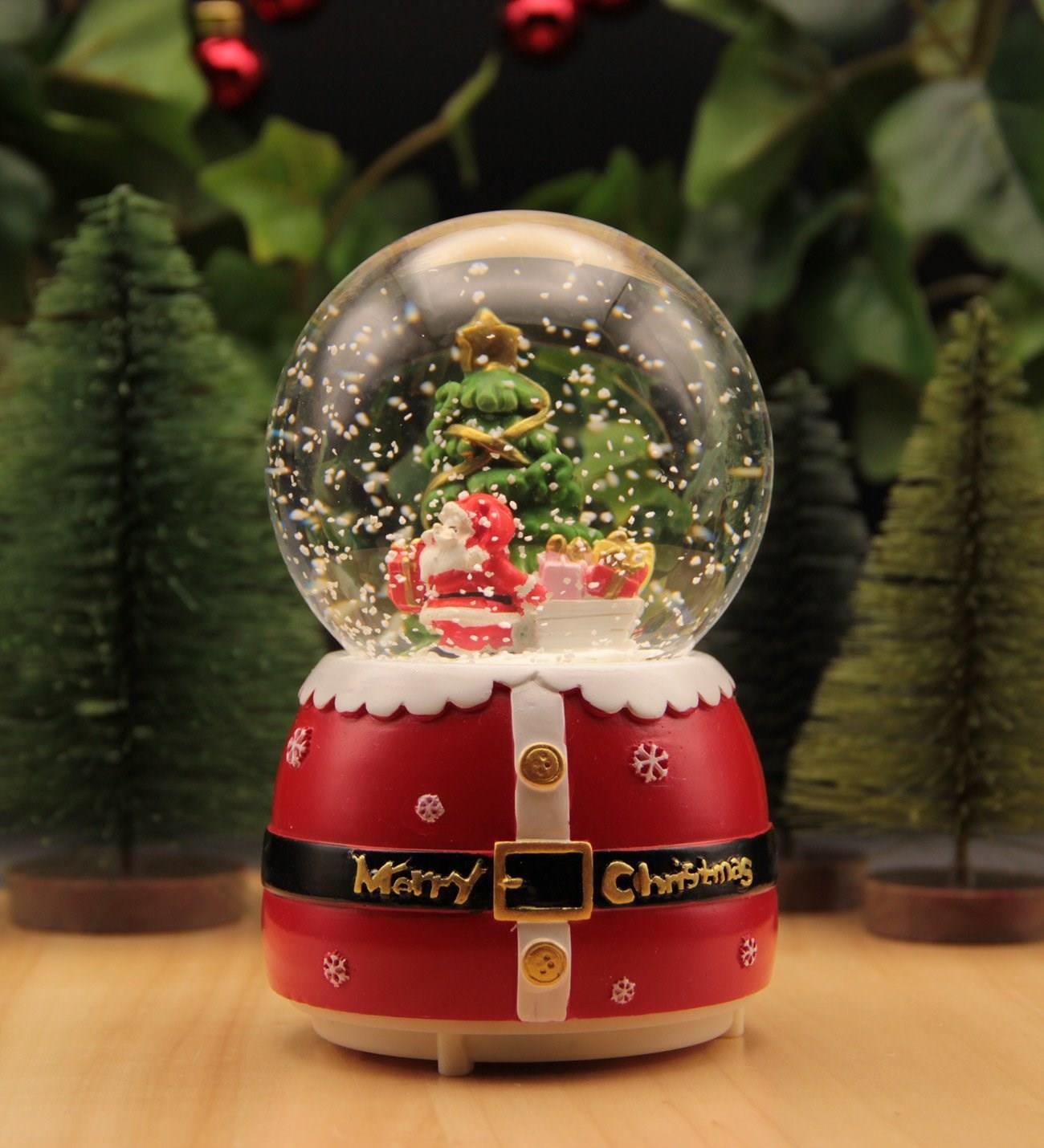 Yılbaşı Kar Küresi Noel Işıklı ve Müzikli Christmas Noel Baba ve Kardan Adam kurdela