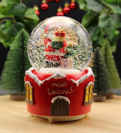 Yılbaşı Noel Kar Küresi Christmas Işıklı, Müzikli ve Kar Motorlu Mega Boy Kar Küresi Şatolu PREMİUM