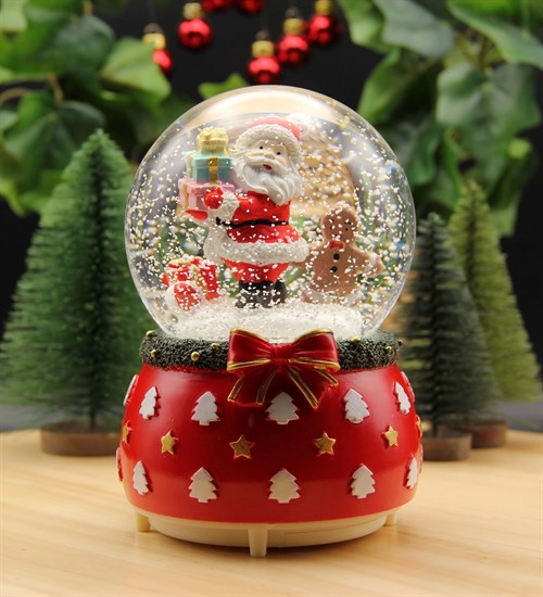 Yılbaşı Noel Kar Küresi Hediye Paketli Christmas Işıklı, Müzikli ve Kar Motorlu Mega Boy Kar Küresi 