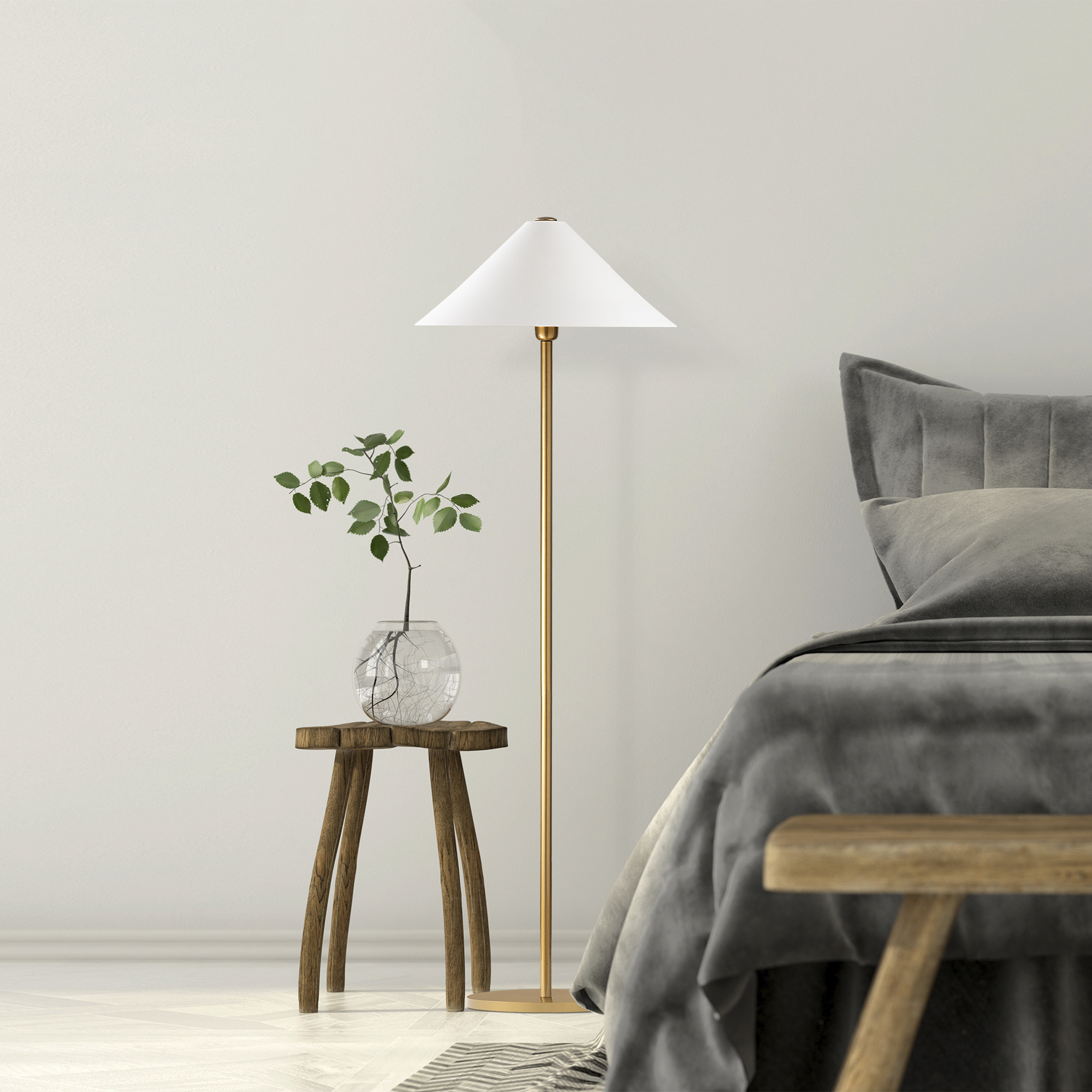 Metal Sıvama Tekli Lambader Parlak Gold Mıxed-11512