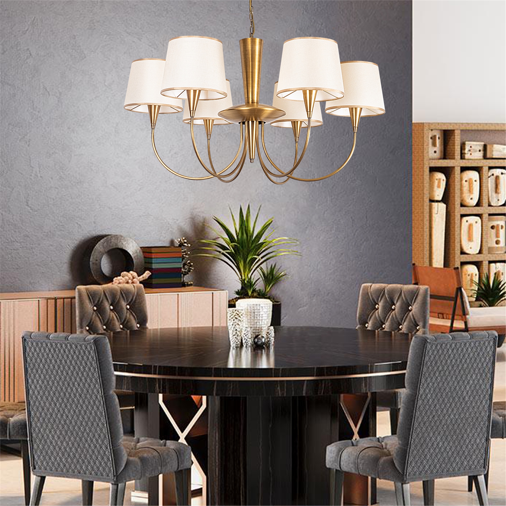 Abajur Başlıklı 6Lı Avize Eskitme Pardo-L-3001