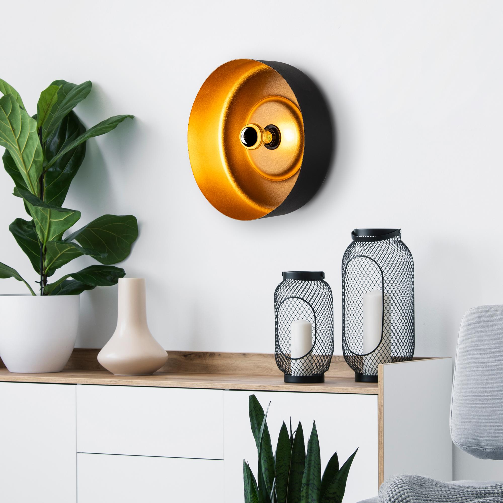 Vesta Modern Metal Sıvama Başlıklı Tekli Aplik Siyah, Minimalist Duvar Lambası VESTA-15070