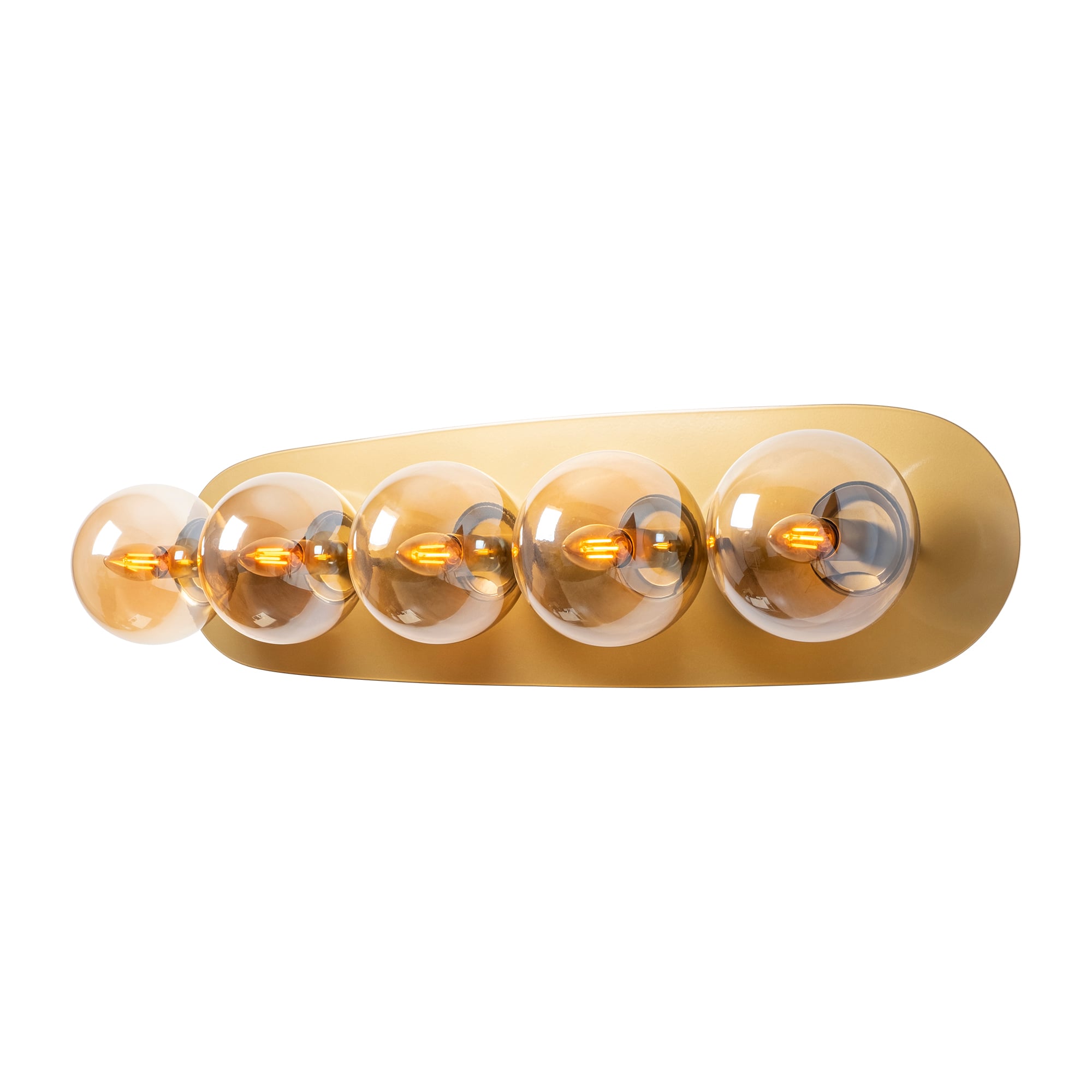 Camlı 5Li Aplik Parlak Gold Well-11726