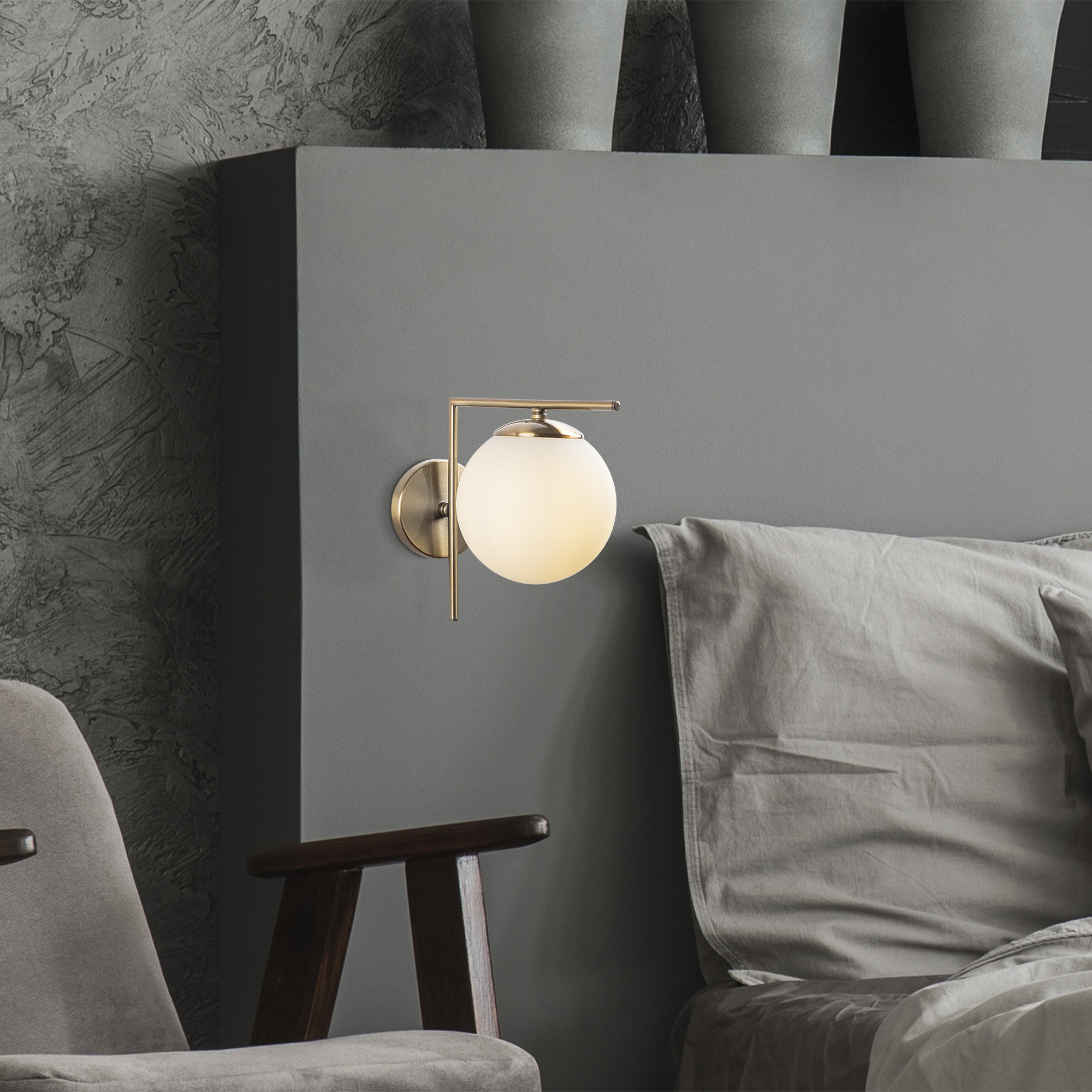 Camlı Tekli Aplik Parlak Gold Flos-7141