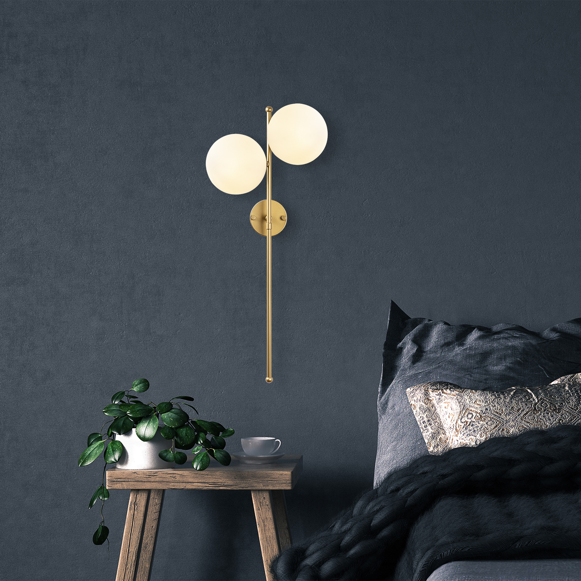 Camlı 2Li Aplik Parlak Gold Fazlı-10410