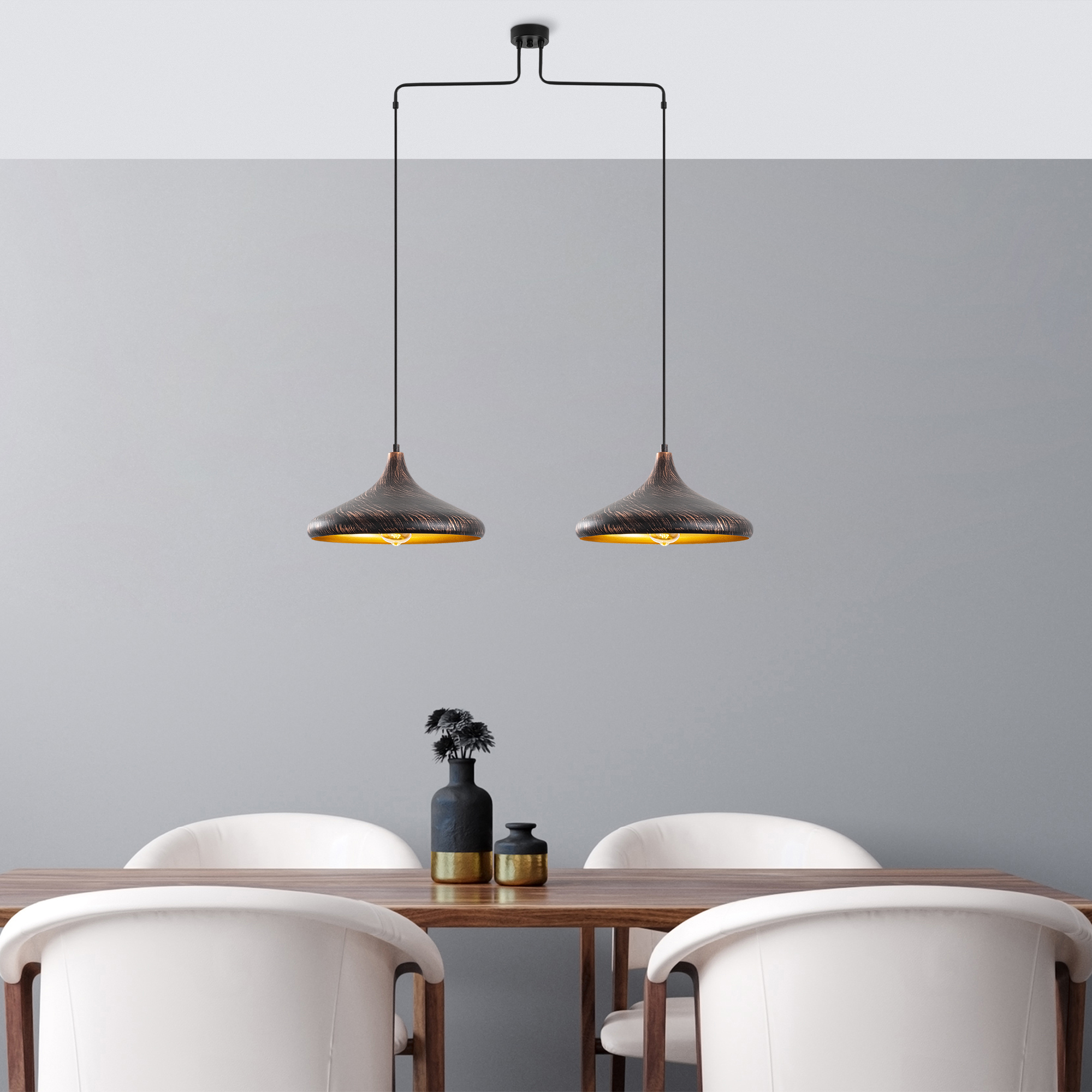 Metal Sıvama 2Li Kollu Sarkıt Vintage Gold Barek-11548