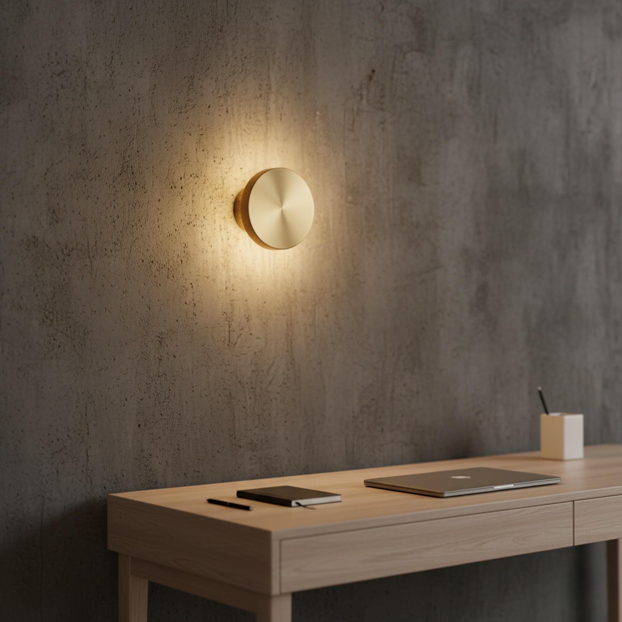 Aura Ledli Metal Sıvama Tekli Duvar Aplik Çap 12 cm,Eskitme Altın,Ambiyans Aydınlatma AURA-15520-S