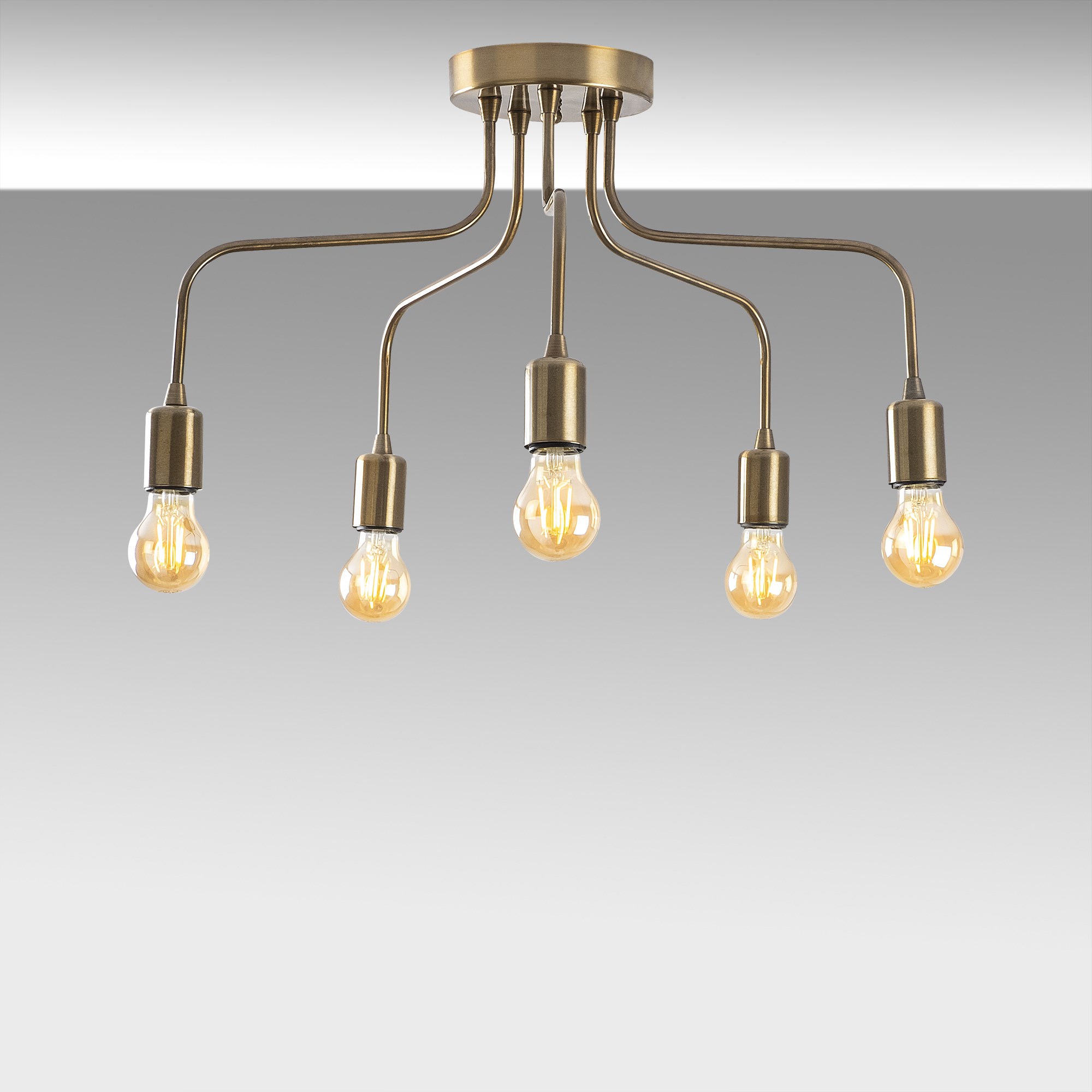 Rustik 5Li Plafönyer Eskitme Candelabra-Nua-1183