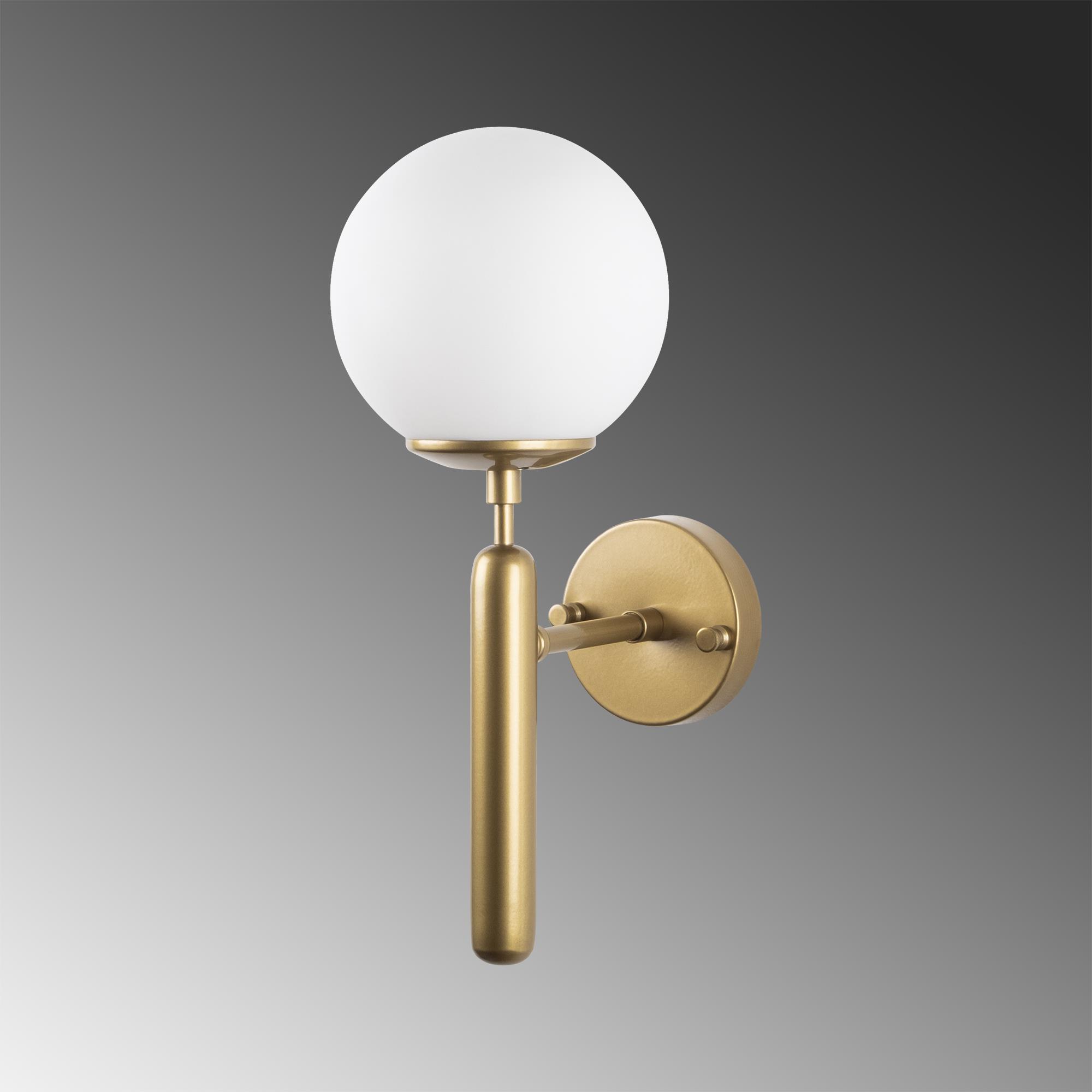 King Modern Tekli Beyaz Glop Cam Aplik Parlak Gold, Art Deko Dekoratif Duvar Aydınlatma KING-11458