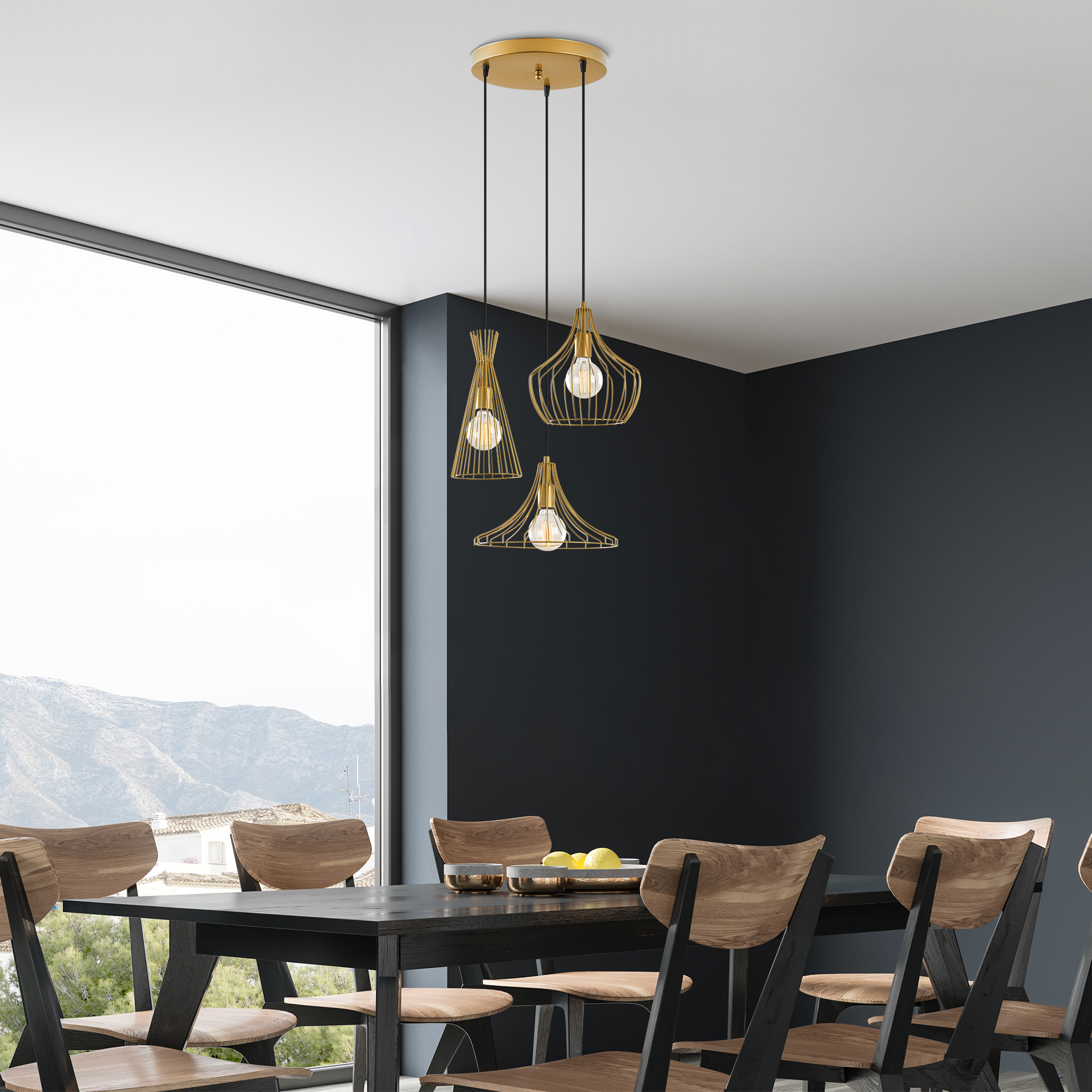 Tel 3Lü Tepsi Sarkıt Mat Gold Teltom-N-1299