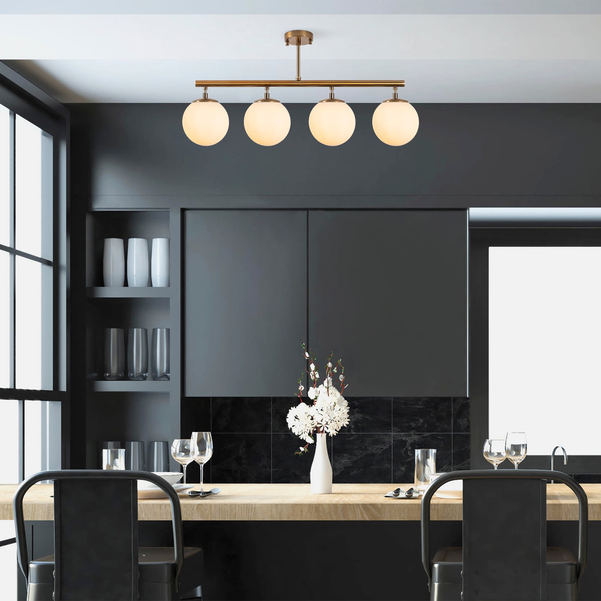 Camlı 4Lü Plafönyer Parlak Gold Fazlı-10436