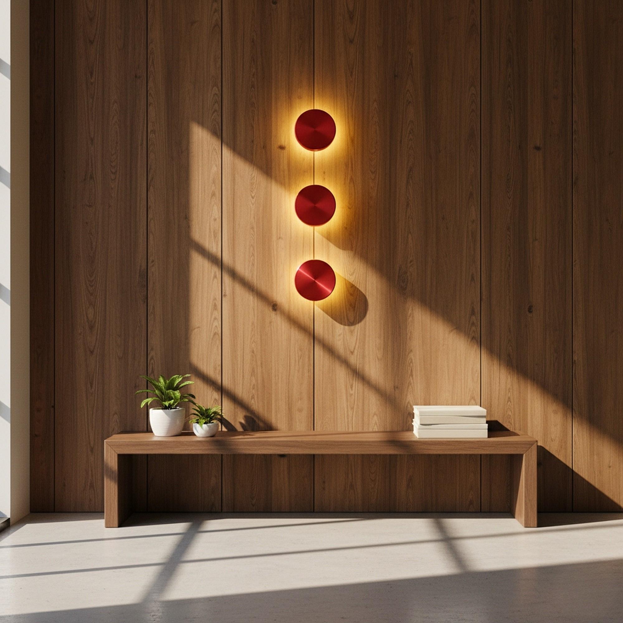 Aura Ledli Metal Sıvama Tekli Duvar Aplik Çap 12 cm,Metalik Kırmızı,Ambiyans Aydınlatma AURA-15520-S