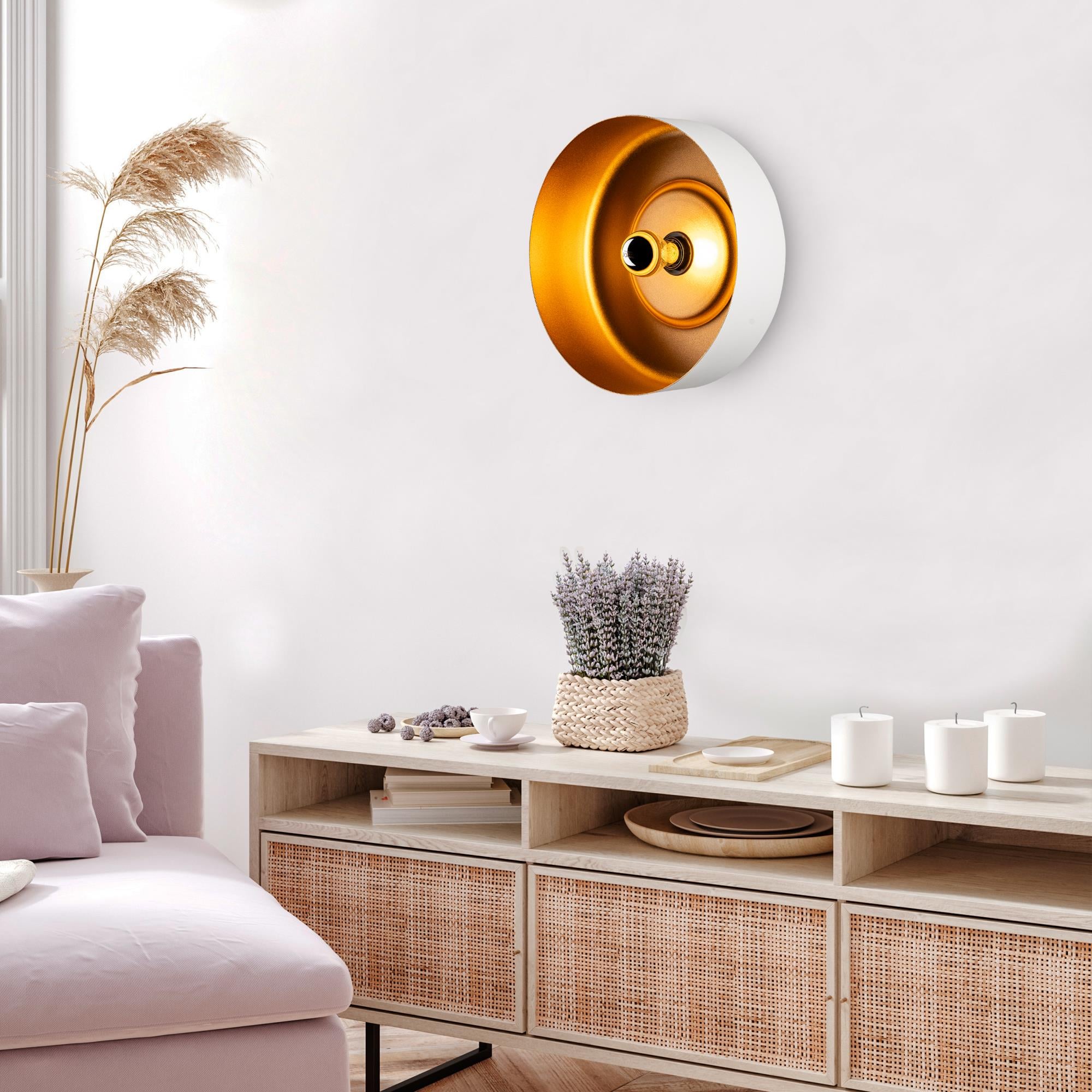 Vesta Modern Metal Sıvama Başlıklı Tekli Aplik Beyaz, Minimalist Duvar Lambası VESTA-15073