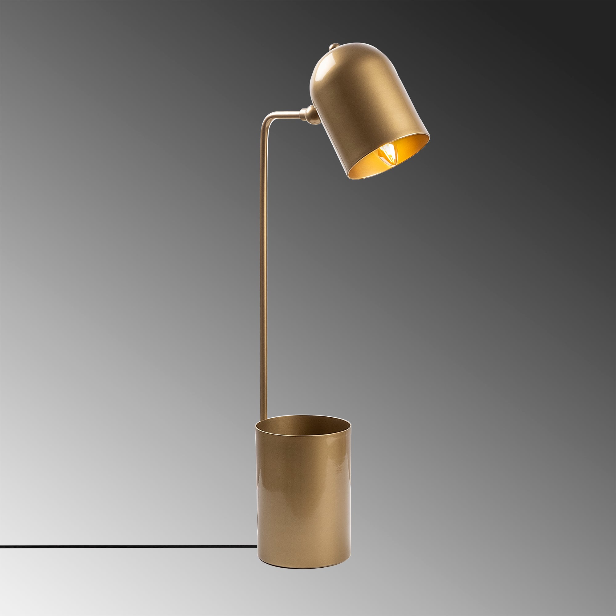 Metal Sıvama Tekli Masa Lambası Parlak Gold Pot-11490