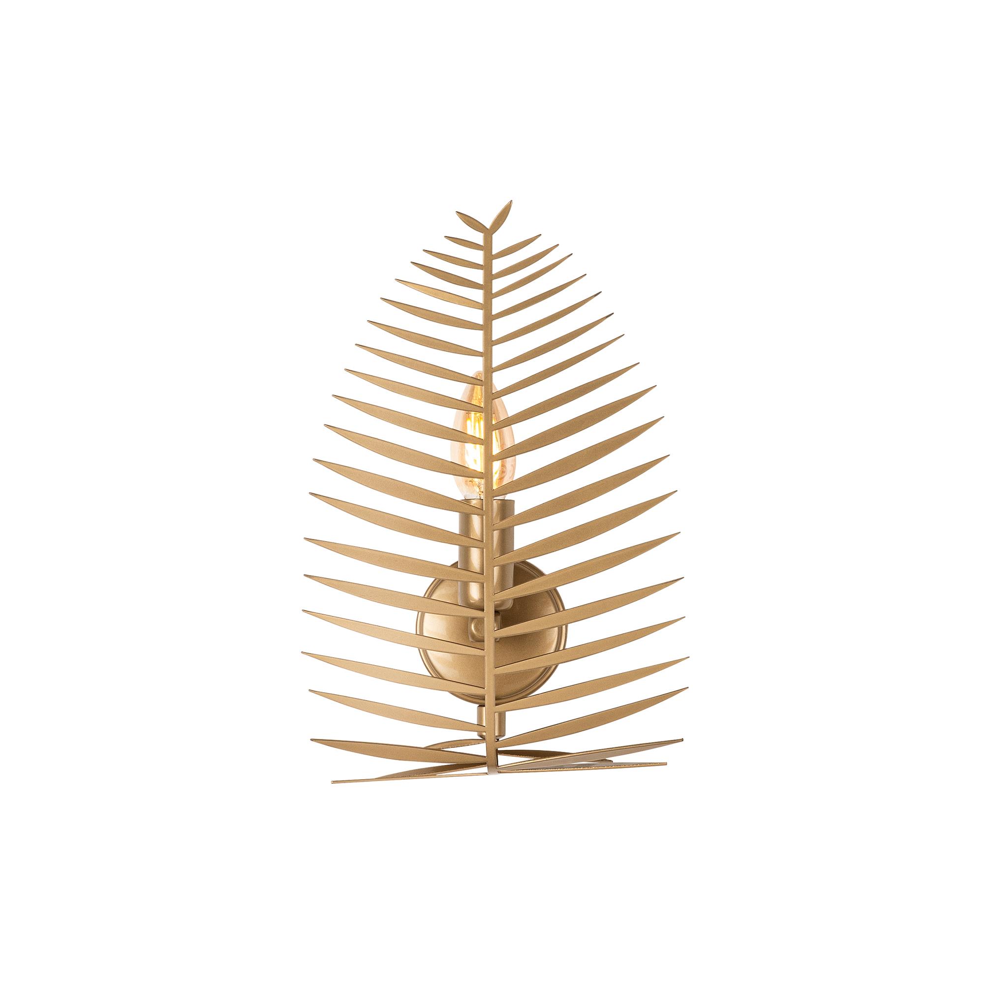 Leaf Metal Yaprak Başlıklı Rustik Tekli Aplik Parlak Gold, Modern Duvar Lambası LEAF-15322