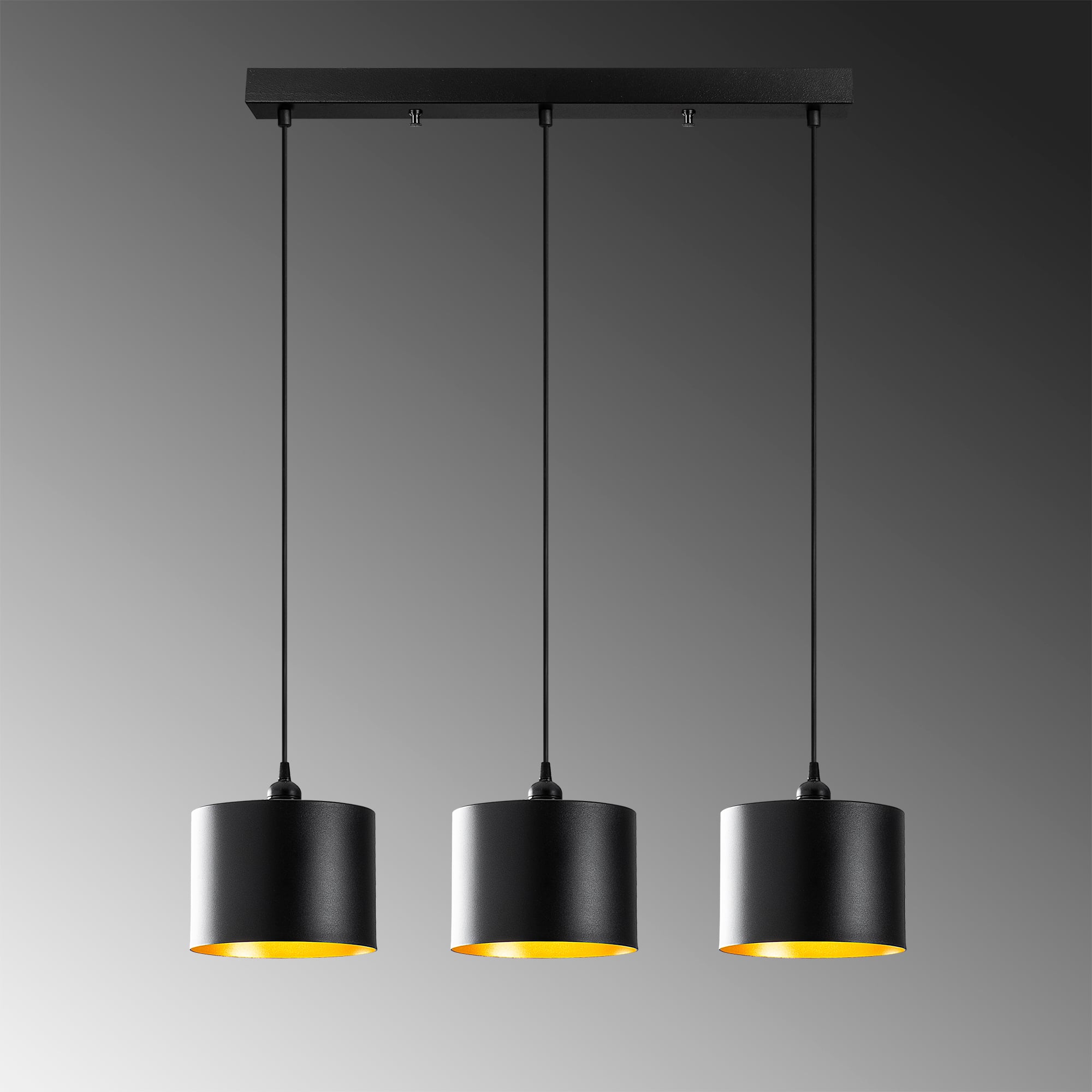 Metal Sıvama 3Lü Sıralı Sarkıt Pütürlü Siyah Duz-195Black-2