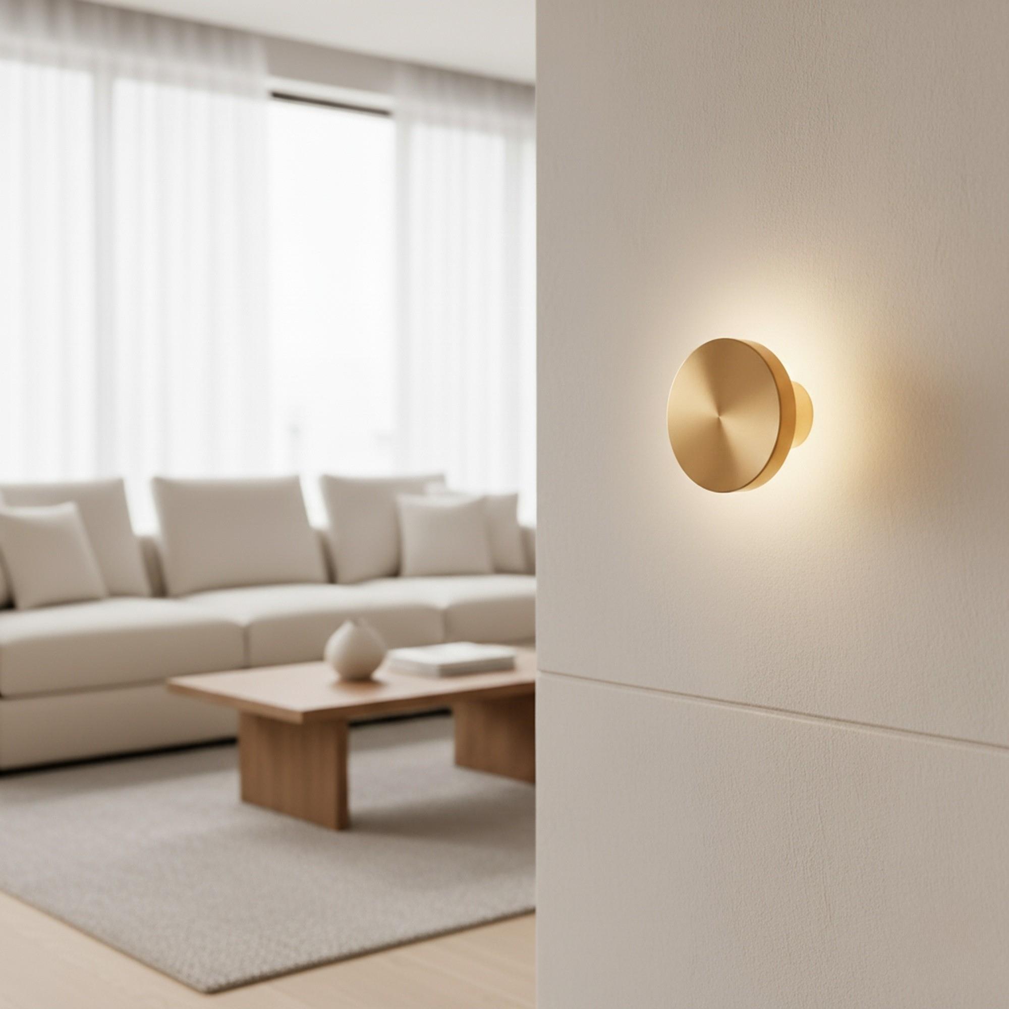 Aura Ledli Metal Sıvama Tekli Duvar Aplik Çap 20 cm,Eskitme Altın,Ambiyans Aydınlatma AURA-15520-L
