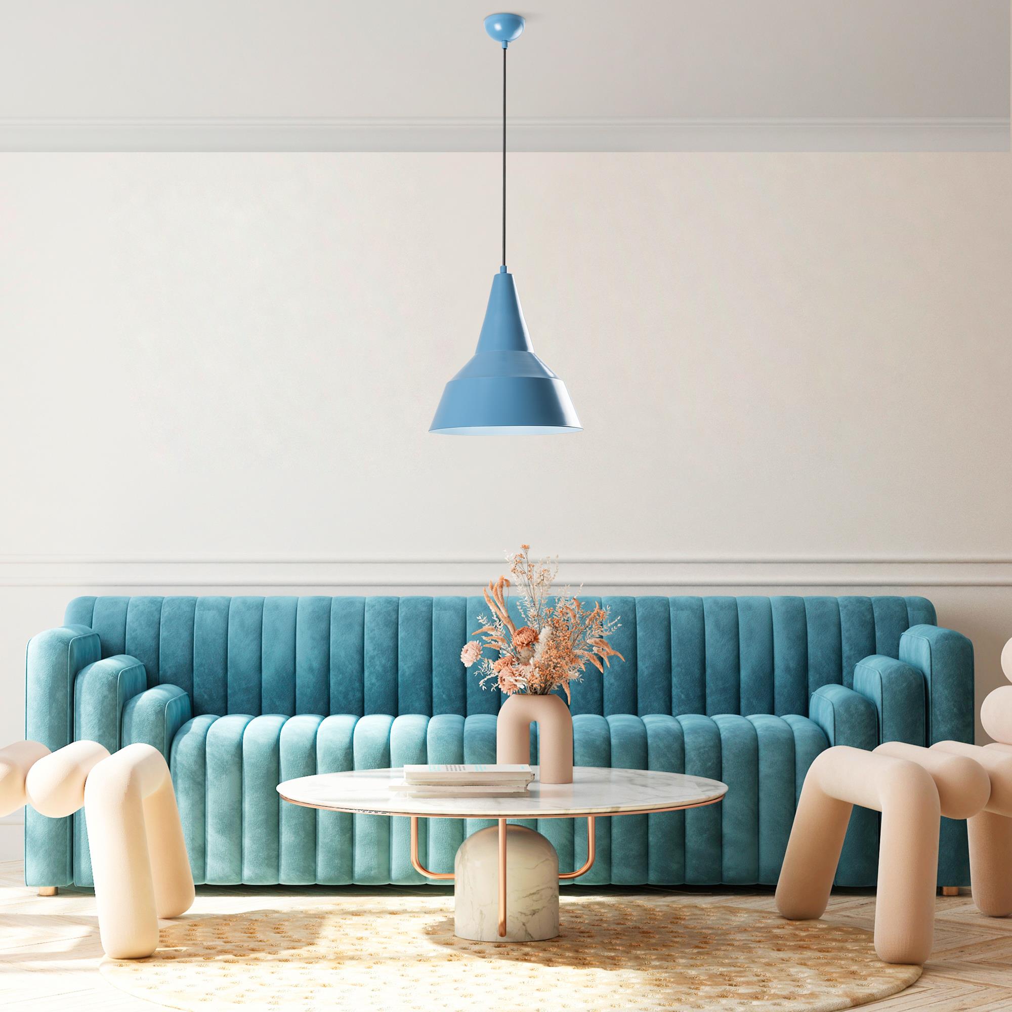 Retro Tekli Sarkıt Avize Mavi, Modern Dekoratif Metal Sıvama Tavan Aydınlatma SAGLAM-3728-LIGHTBLUE