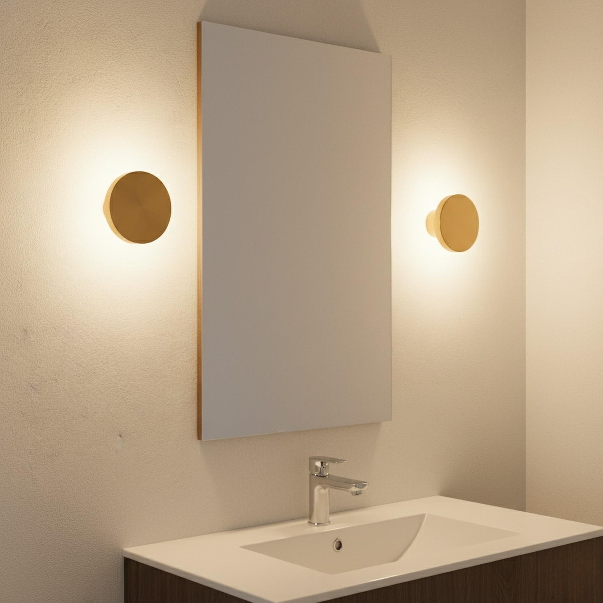 Aura Ledli Metal Sıvama Tekli Duvar Aplik Çap 20 cm,Eskitme Altın,Ambiyans Aydınlatma AURA-15520-L
