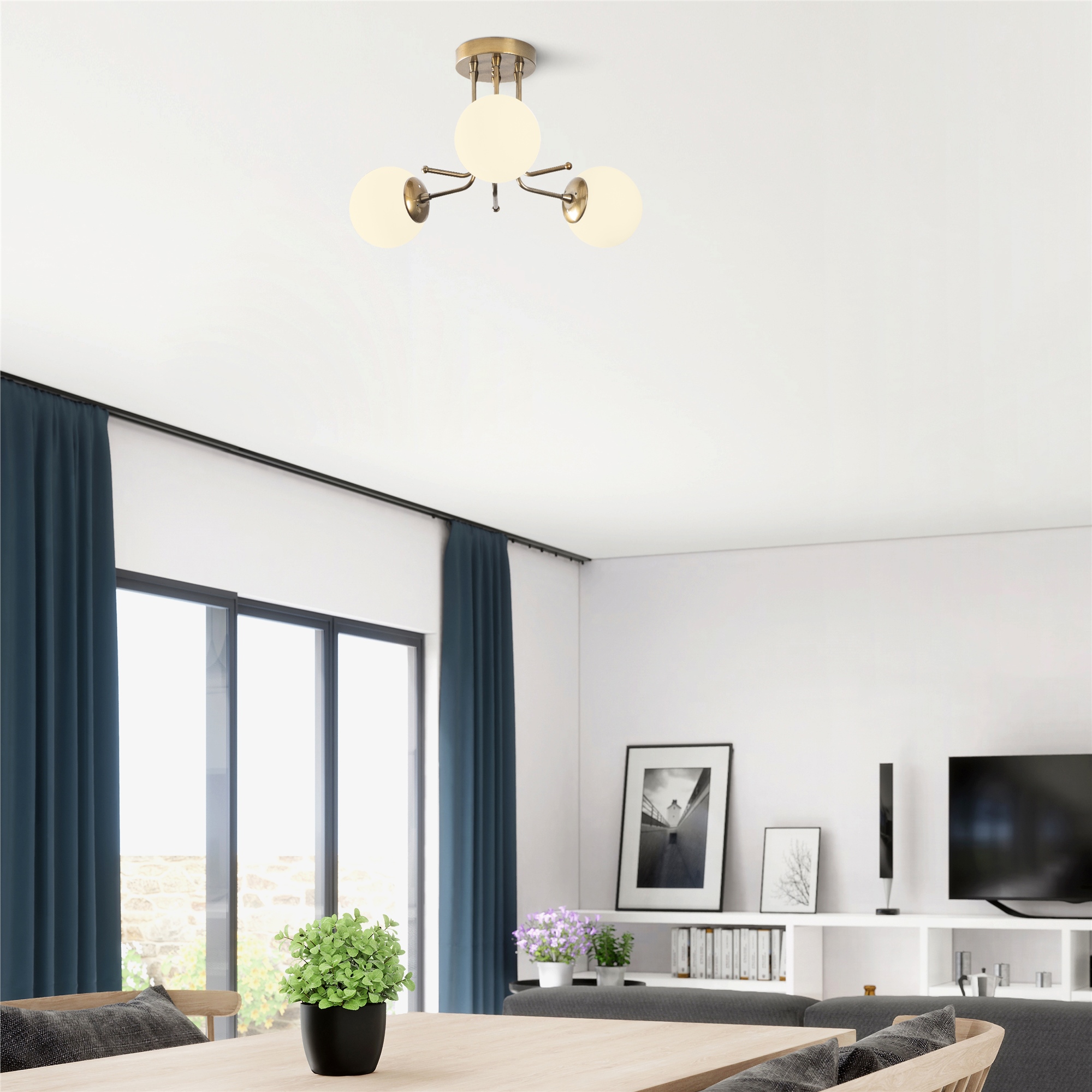 Camlı 3Lü Plafönyer Eskitme Daısy-146-3