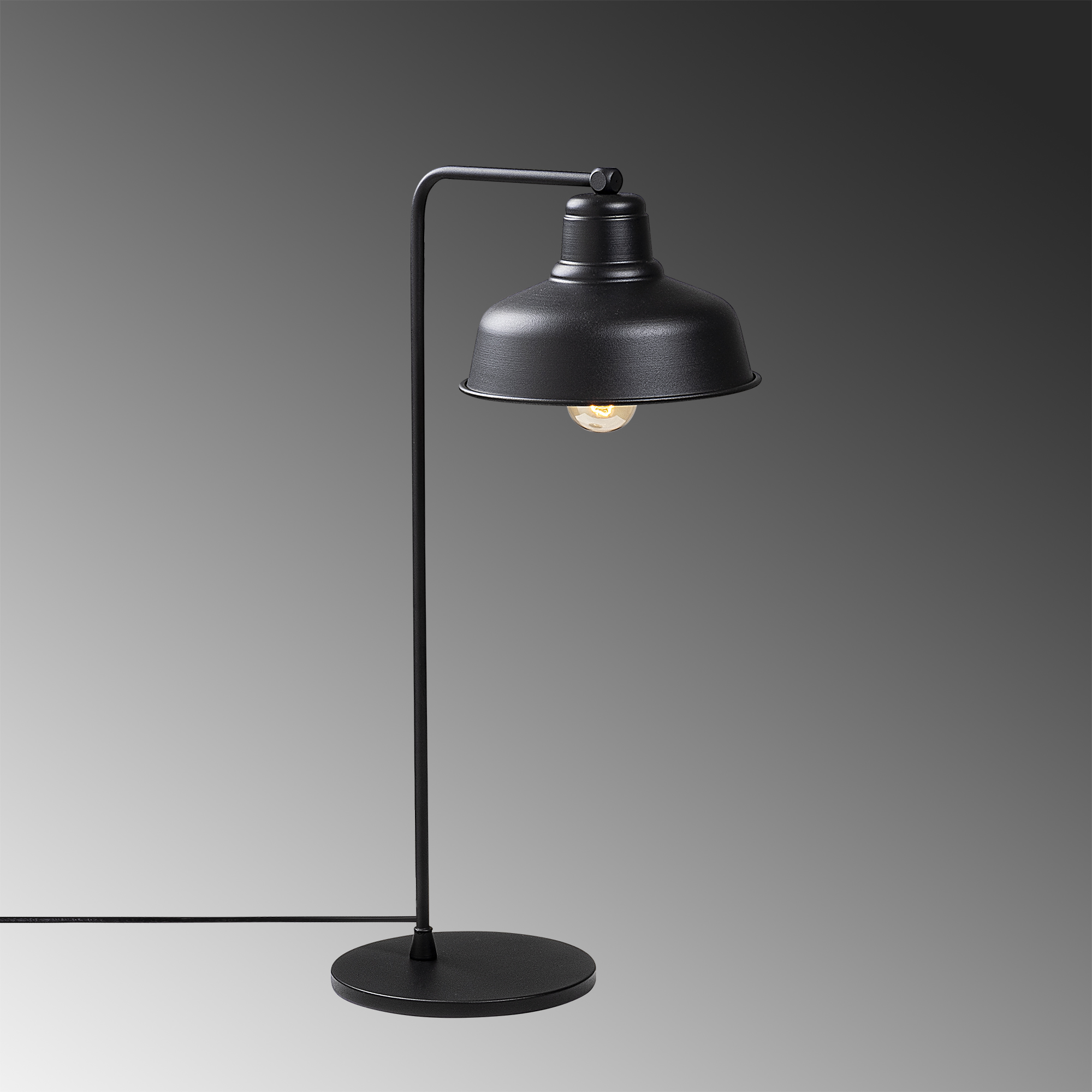 Metal Sıvama Tekli Masa Lambası Pütürlü Siyah Mematı-181Black-Ml