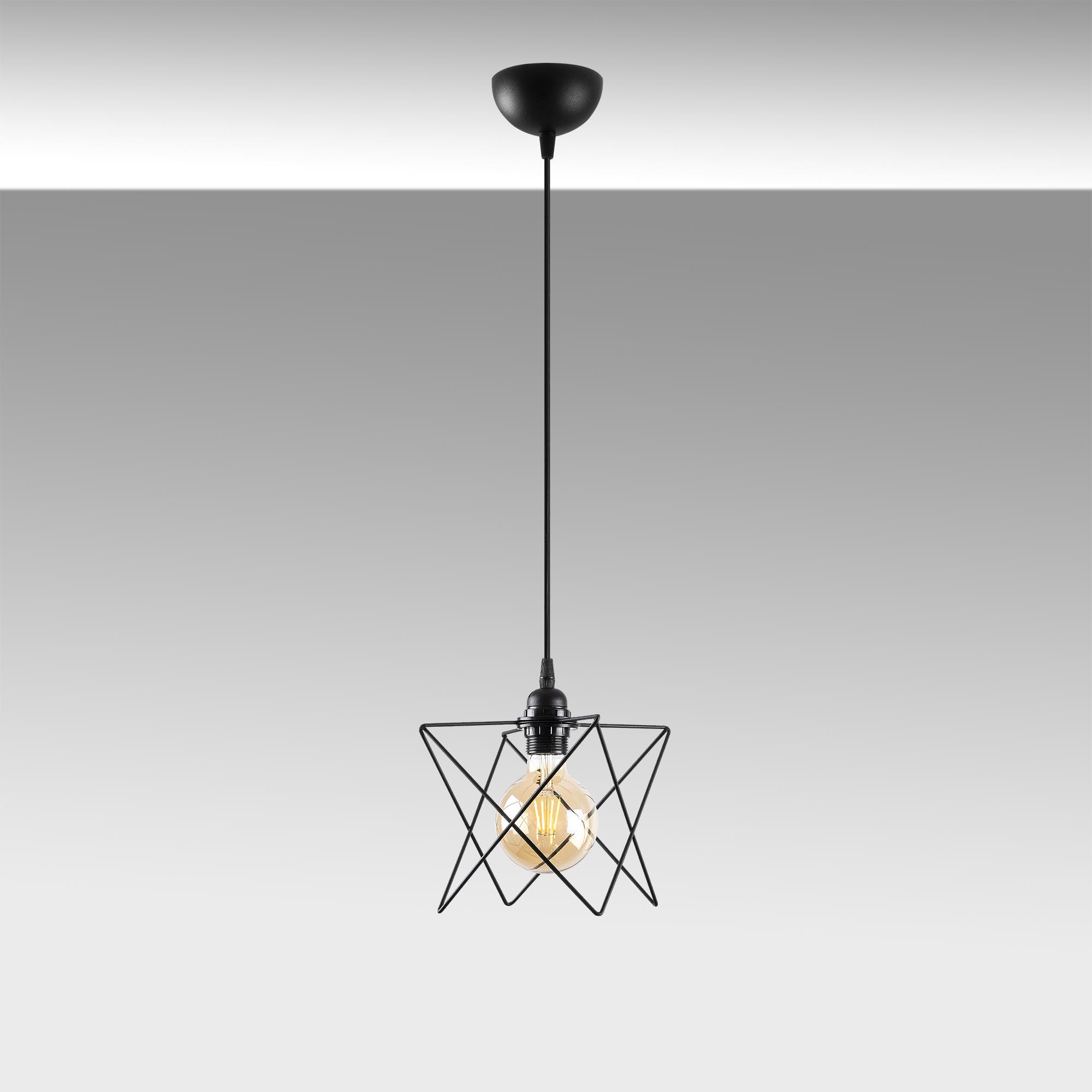 Bakkas Tekli Tel Sarkıt Avize Siyah, Modern Dekoratif Metal Lamba BAKKAS-NUS-6616